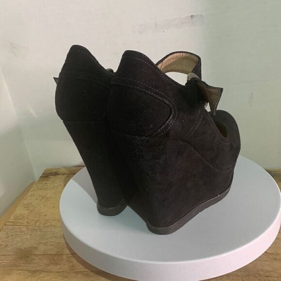 Pura lopez black suede platform wedge Mary Jane buckle fairy grunge - Picture 4 of 8